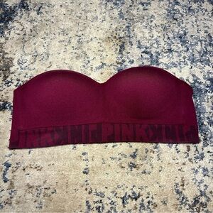PINK Victoria’s Secret Burgundy Cool & Comfy Bandeau Strapless Padded Bra Size L